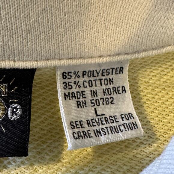 Vtg Nuggets Size Large Yellow Color Block 1/4 Snap Pullover Cropped Sweatshirt - Picture 7 of 7